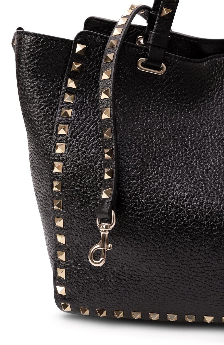 Женская сумка-тоут rockstud medium VALENTINO черного цвета, арт. 5W2B0970/VSF | Фото 3 (Ремень/цепочка: На ремешке; Материал: Натуральная кожа; Размер: medium; Автоматизация состава: Проставлено; Автоматизация ТО: Проставлено)