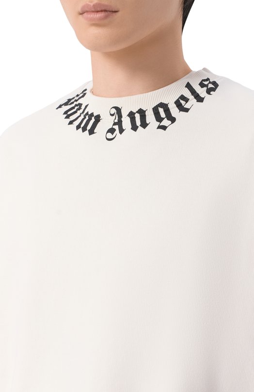 Хлопковый свитшот Palm Angels PMBA08HS26FLE004 Белый  PMBA08HS26FLE004 Фото 5