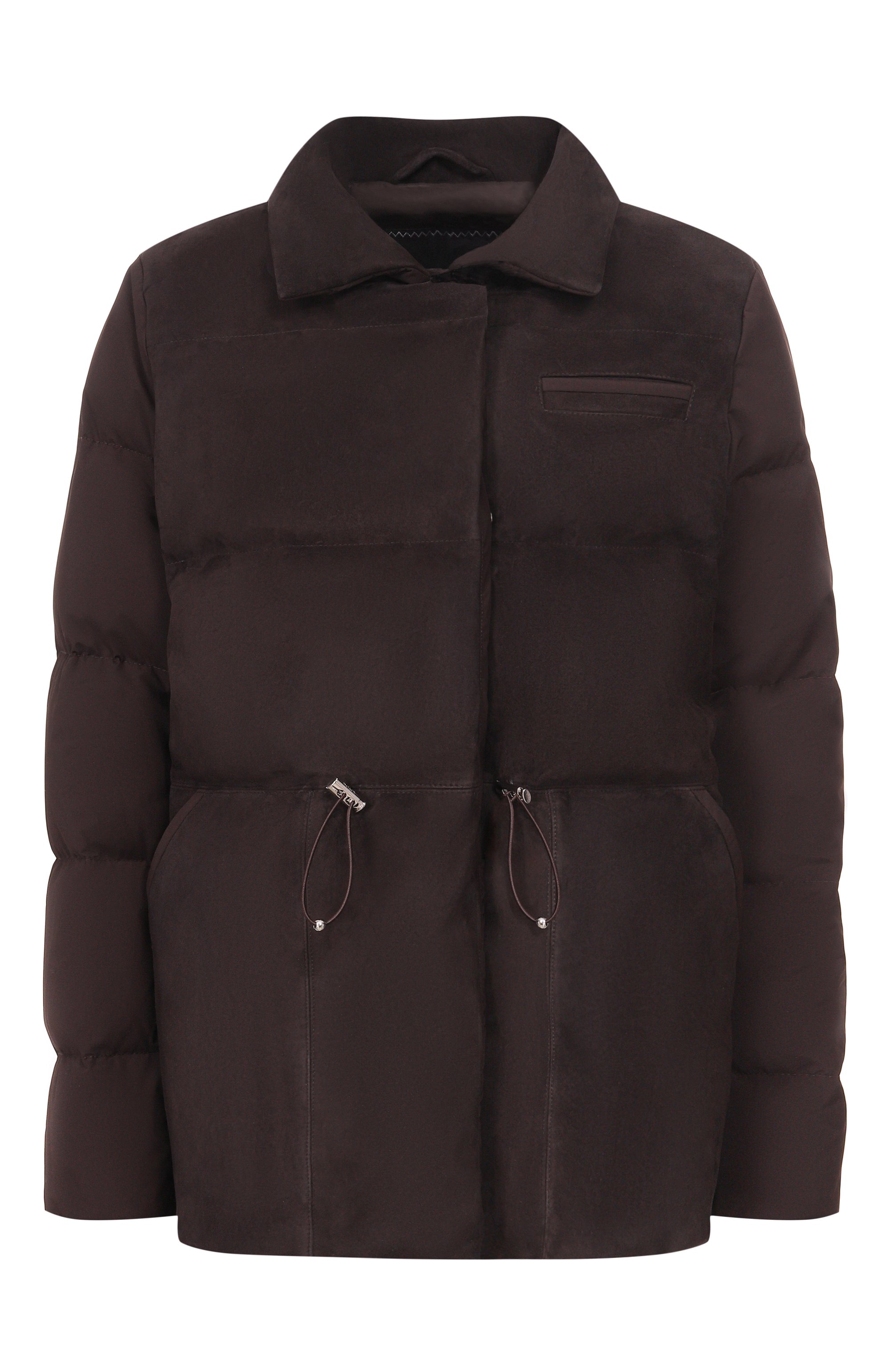 Комбинированный пуховик KITON коричневого цвета по цене 473000 руб., арт. D62628K0563L, фото 1 Комбинированный пуховик KITON, арт. D62628K0563L, фото 1