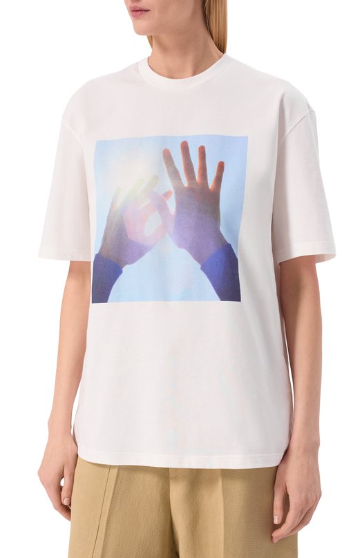 Хлопковая футболка Jil Sander J03GC0157/J20361 Белый  J03GC0157/J20361 Фото 3