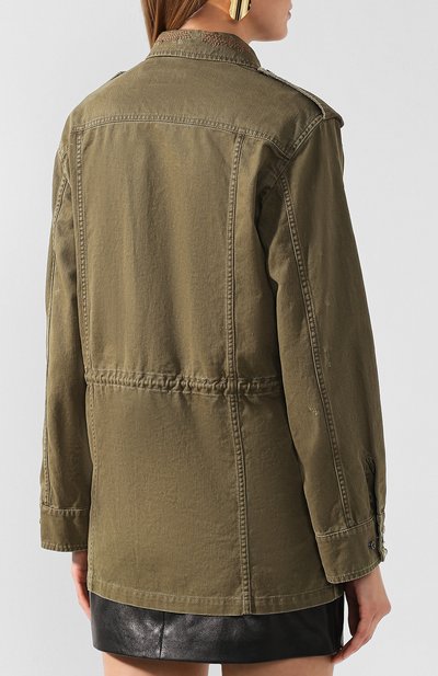 Хлопковая парка SAINT LAURENT хаки цвета по цене 225500 руб., арт. 560709/Y153W, фото 4 Хлопковая парка SAINT LAURENT, арт. 560709/Y153W, фото 4