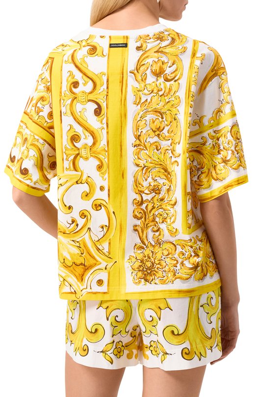 Хлопковая футболка Dolce & Gabbana F8U74T/II7EP Жёлтый  F8U74T/II7EP Фото 4