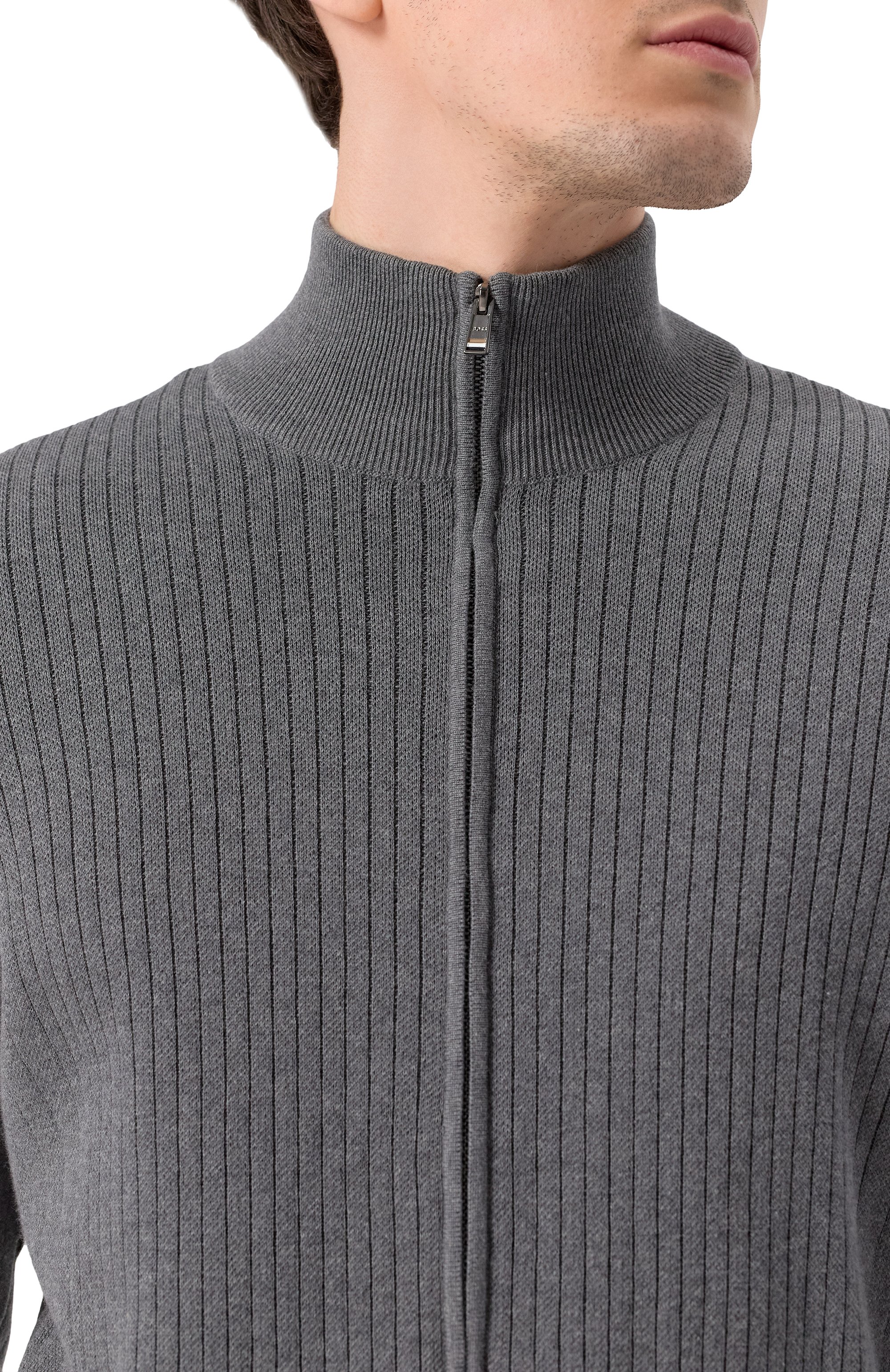 Хлопковый кардиган BOSS темно-серого цвета по цене 29950 руб., арт. 50534403, фото 5 Хлопковый кардиган BOSS, арт. 50534403, фото 5