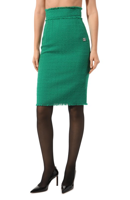 Шерстяная юбка Dolce & Gabbana F4CJCT/FMMHN Зелёный  F4CJCT/FMMHN Фото 3