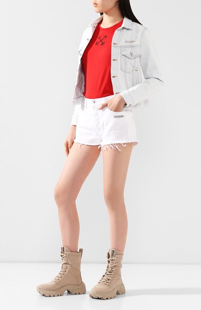 Хлопковая футболка OFF-WHITE красного цвета по цене 18900 руб., арт. 0WAA049S20JER0092510, фото 2 Хлопковая футболка OFF-WHITE, арт. 0WAA049S20JER0092510, фото 2