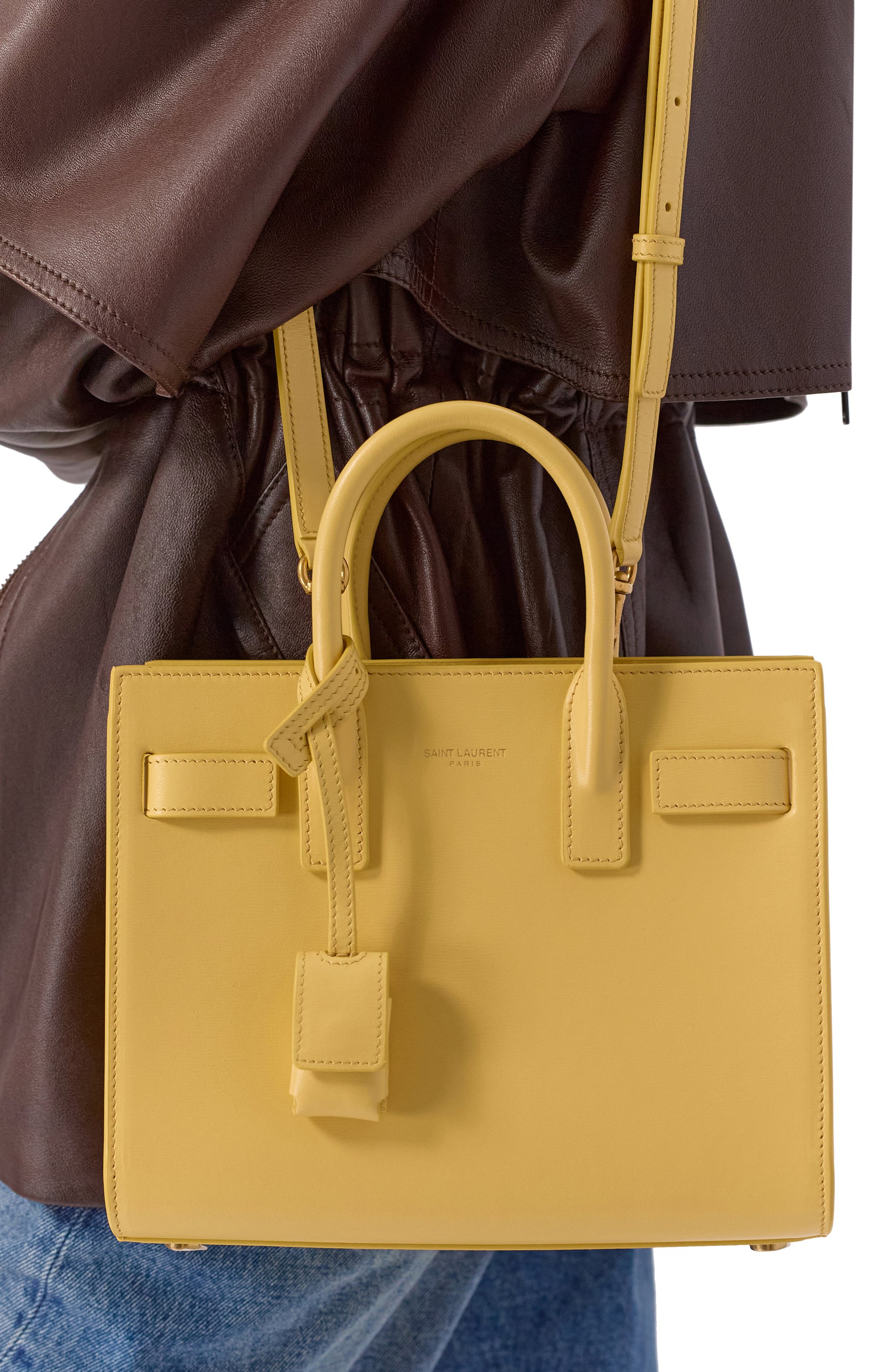 Сумка sac de jour nano SAINT LAURENT желтого цвета по цене 339000 руб., арт. 392035/02G9W, фото 2 Сумка sac de jour nano SAINT LAURENT, арт. 392035/02G9W, фото 2