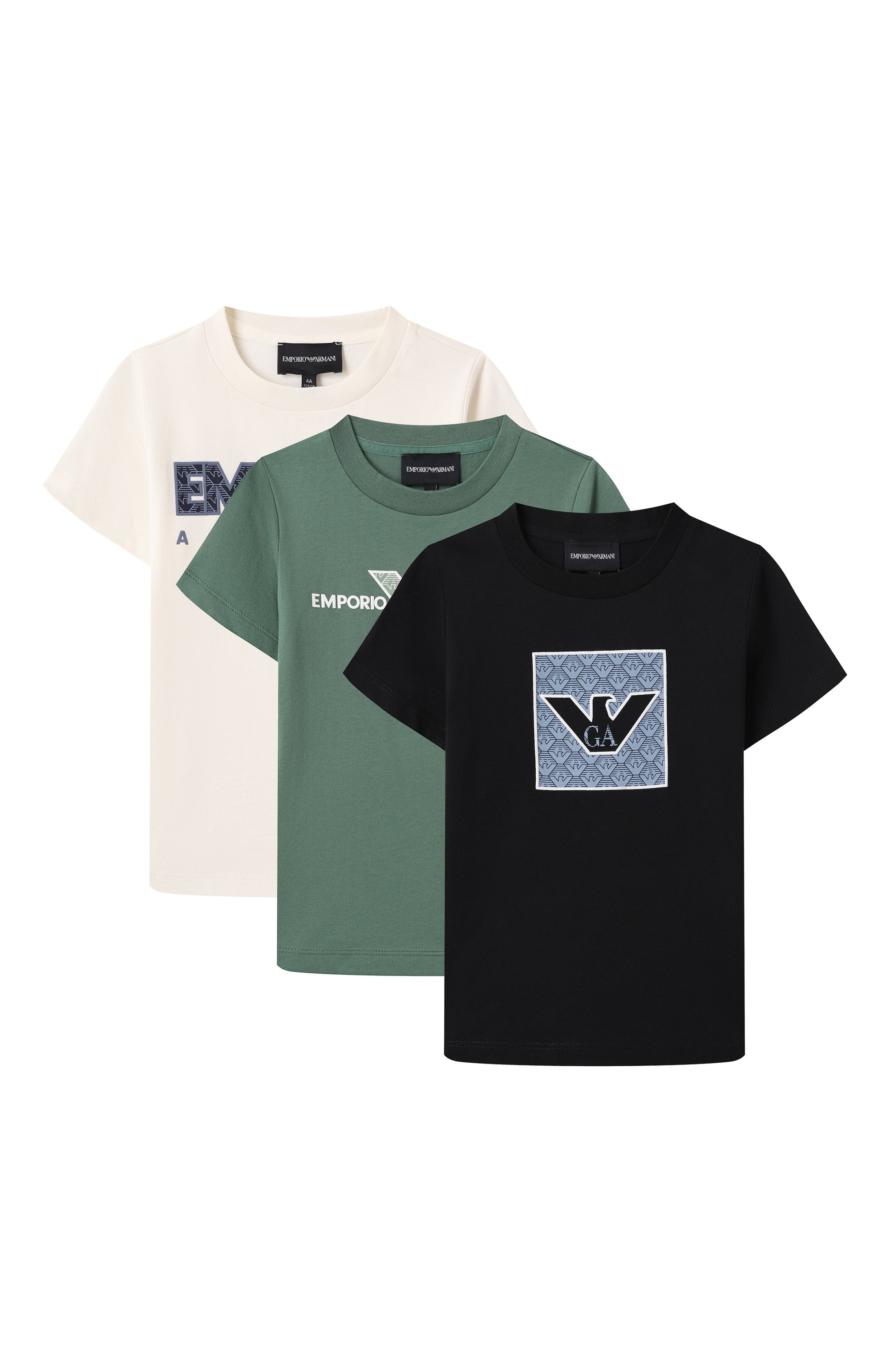 Комплект из трех футболок EMPORIO ARMANI разноцветного цвета по цене 21200 руб., арт. EB000320/AF13913, фото 1 Комплект из трех футболок EMPORIO ARMANI, арт. EB000320/AF13913, фото 1