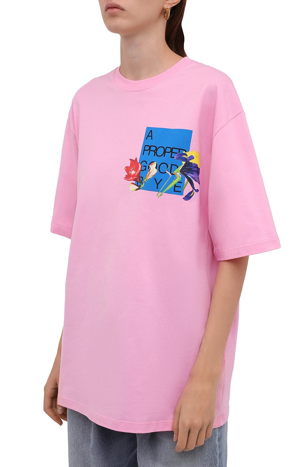 Хлопковая футболка MSGM розового цвета по цене 17100 руб., арт. 3142MDM195 217798, фото 3 Хлопковая футболка MSGM, арт. 3142MDM195 217798, фото 3