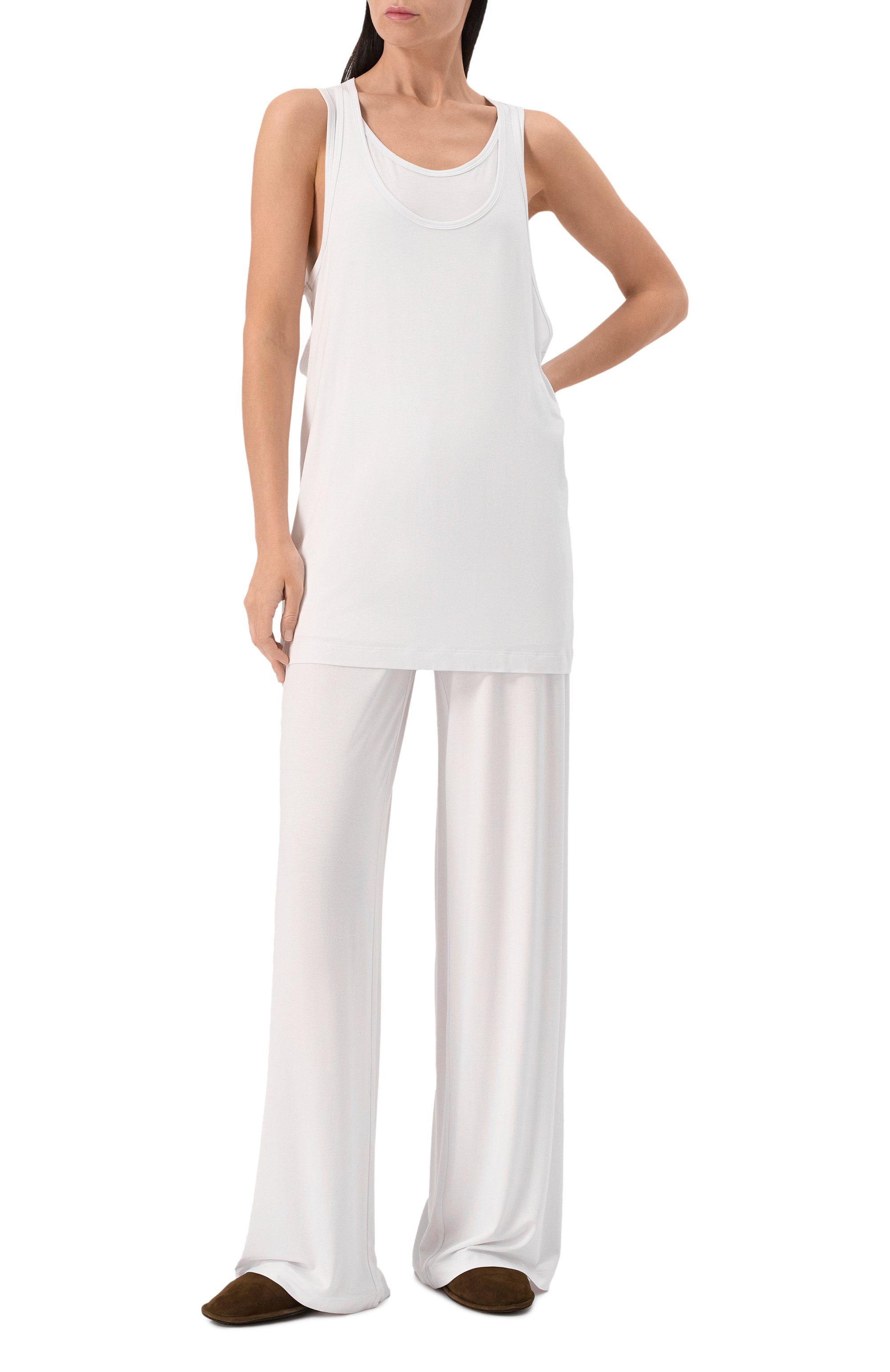 Майка из вискозы EDOMO белого цвета по цене 15900 руб., арт. T002002FW2324, фото 2 Майка из вискозы EDOMO, арт. T002002FW2324, фото 2