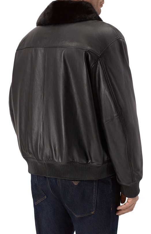 Кожаный бомбер с подкладкой из норки MVST M25.1PM.0004/BIG SIZE/PL0NGE Чёрный  M25.1PM.0004/BIG SIZE/PL0NGE Фото 4