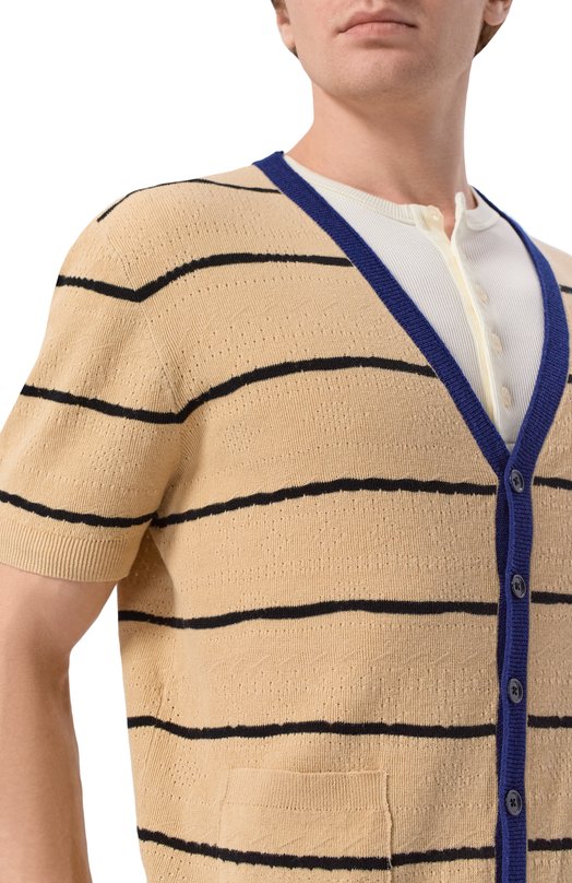 Кардиган из хлопка и шерсти Dries Van Noten 021229/3714 Бежевый  021229/3714 Фото 5