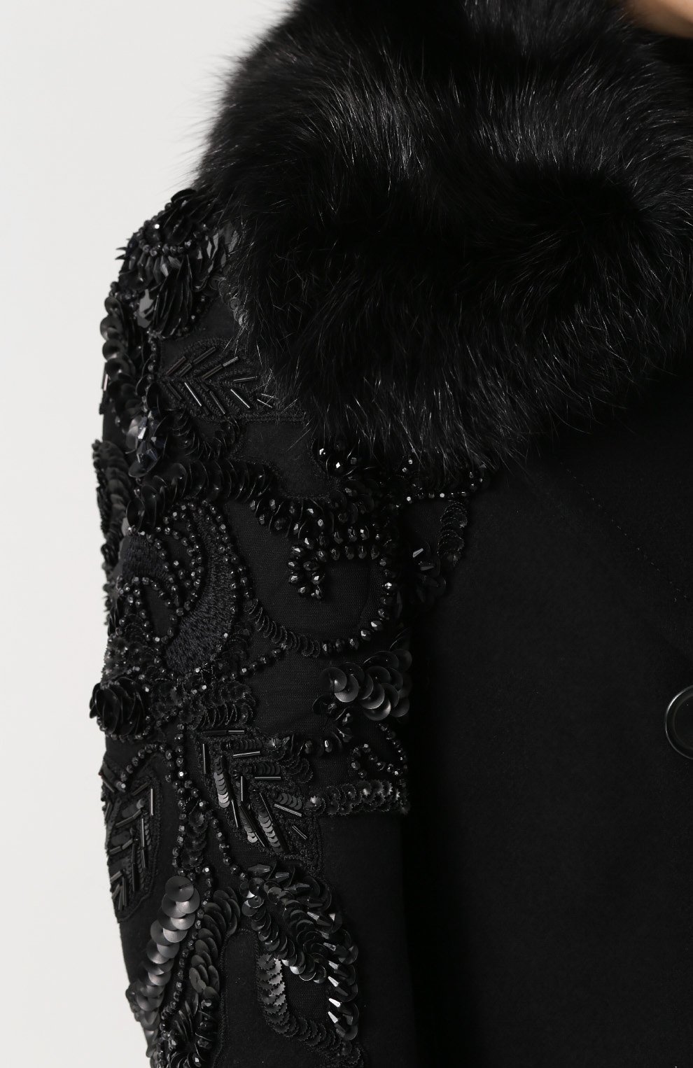 Двубортное пальто с отделкой из меха лисы и вышивкой ELIE SAAB, арт. 9034, фото 5