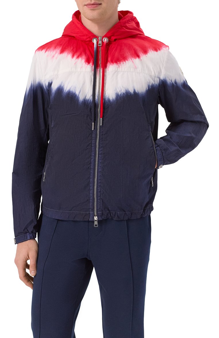 Мужская куртка saut MONCLER темно-синего цвета, арт. 1A703/53705 | Фото 3 (Рукава: Длинные; Материал подклада: Синтетический материал; Длина (верхняя одежда): Короткие; Материал внешний: Синтетический материал; Стили: Кэжуэл; Кросс-КТ: Легкие)