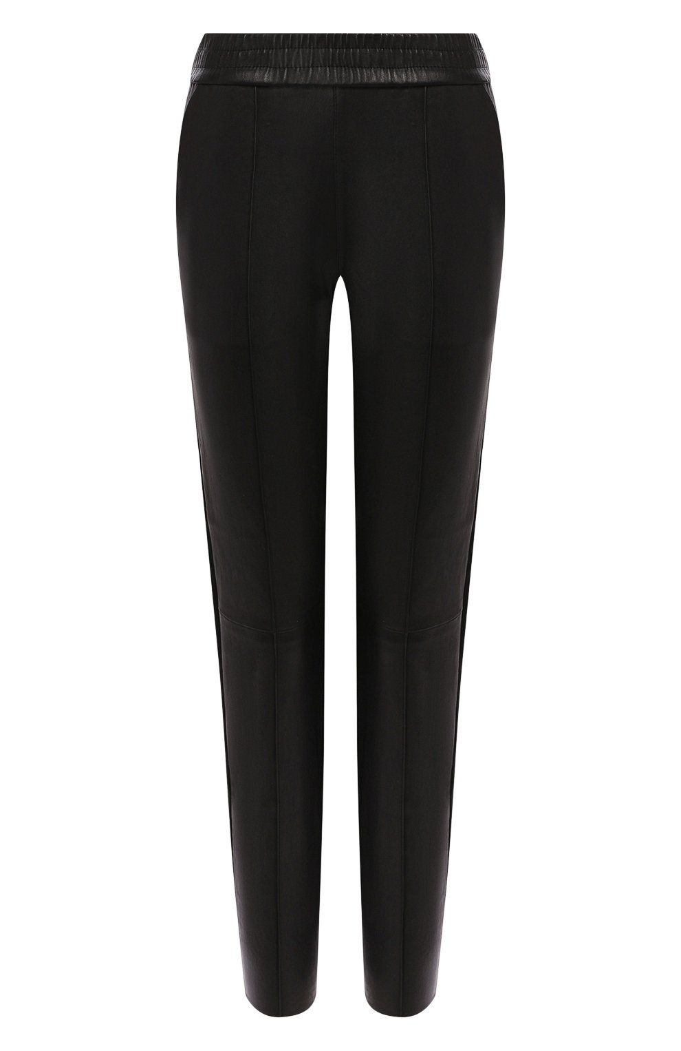 Кожаные брюки SPRWMN черного цвета по цене 99500 руб., арт. J0G-011-L/SLIM J0GGER SATEEN TUX, фото 1 Кожаные брюки SPRWMN, арт. J0G-011-L/SLIM J0GGER SATEEN TUX, фото 1
