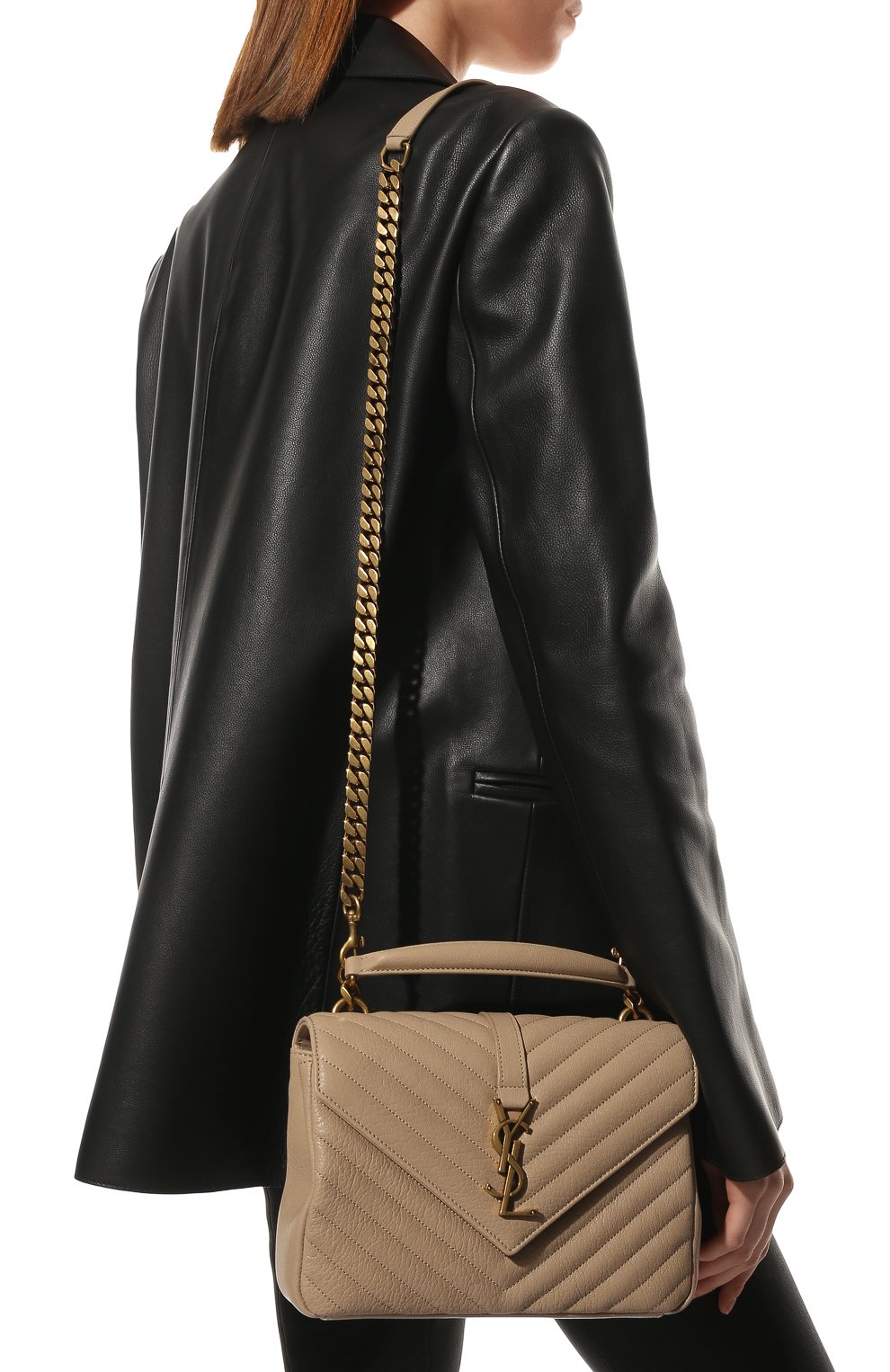 Сумка college medium SAINT LAURENT светло-бежевого цвета по цене 339500 руб., арт. 600279/BRM07, фото 6 Сумка college medium SAINT LAURENT, арт. 600279/BRM07, фото 6