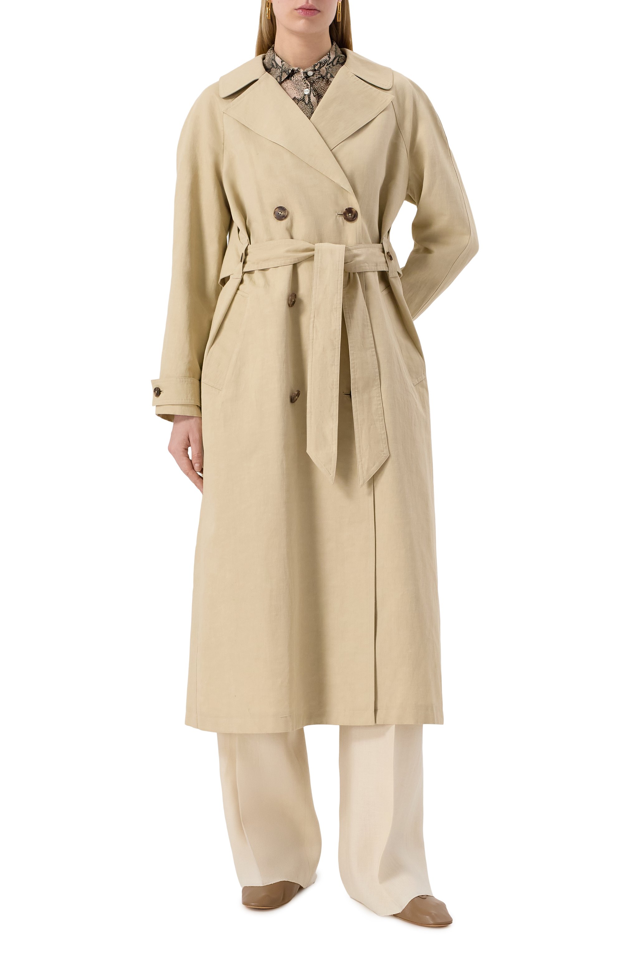 Тренч из хлопка и льна YVES SALOMON, арт. 25EYM03515C0LI/A2235, фото 3