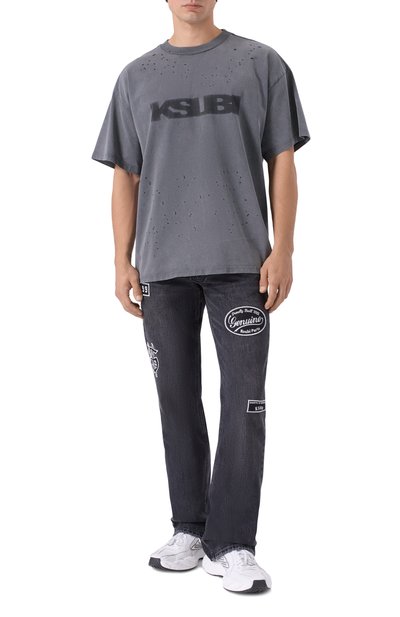 Хлопковая футболка KSUBI серого цвета по цене 18600 руб., арт. MPF25TE025, фото 2 Хлопковая футболка KSUBI, арт. MPF25TE025, фото 2