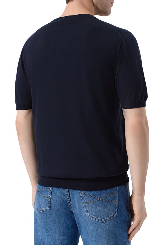 Хлопковый джемпер Kiton UMKXX37 Синий  UMKXX37 Фото 4