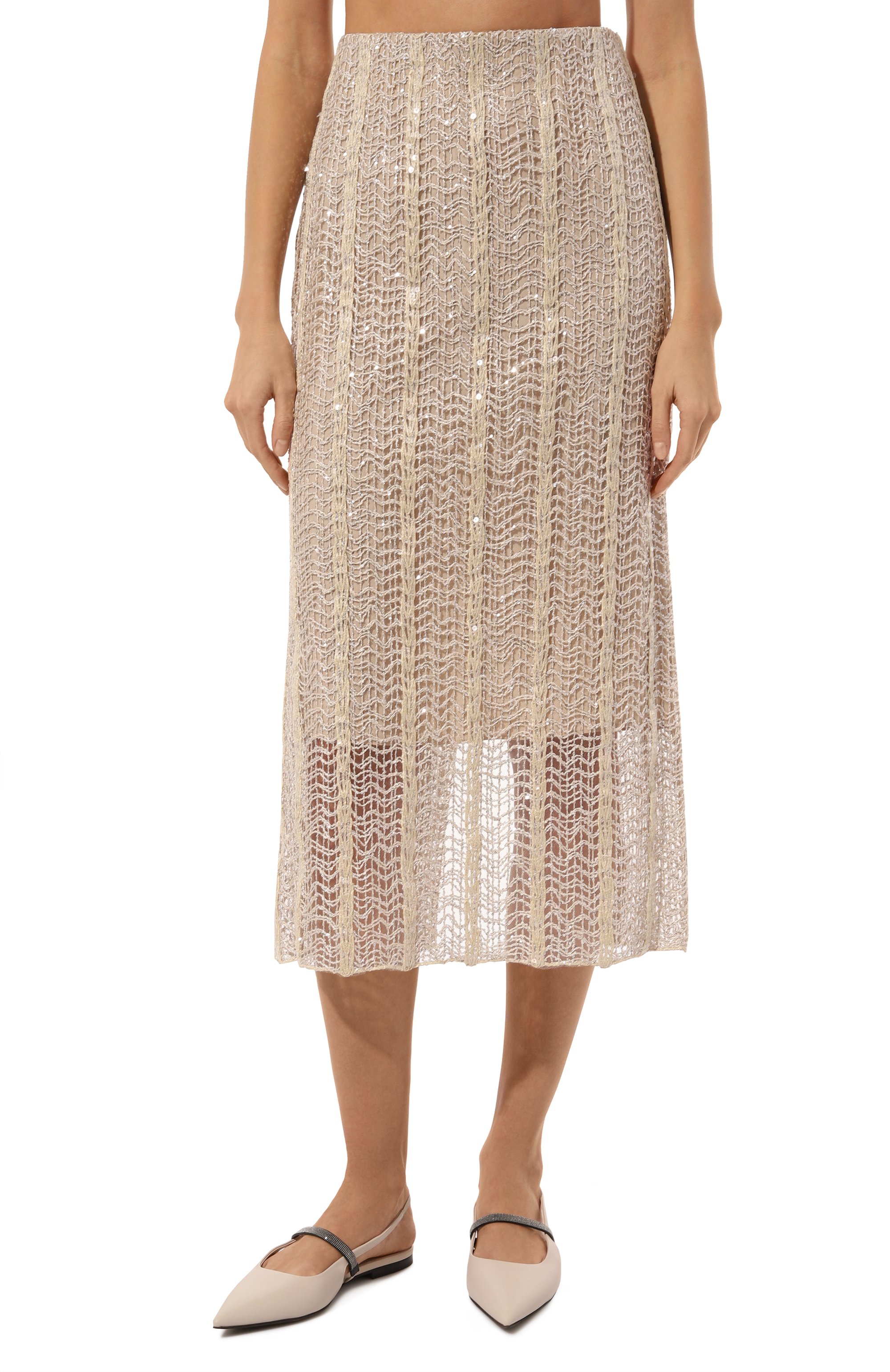 Юбка с отделкой пайетками BRUNELLO CUCINELLI, арт. MP156G3629, фото 3