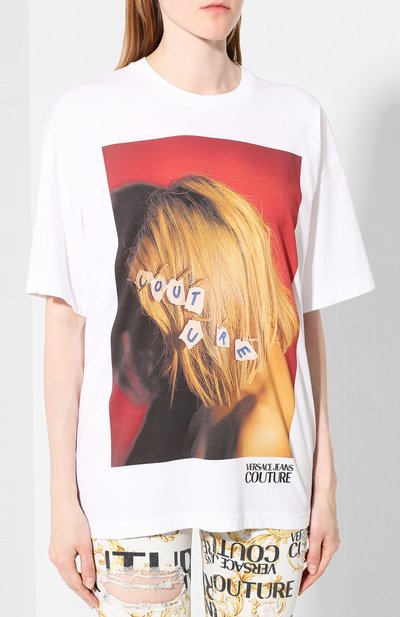 Хлопковая футболка VERSACE JEANS COUTURE белого цвета по цене 15500 руб., арт. B2HUA7VI-UDP630 9/30257, фото 3 Хлопковая футболка VERSACE JEANS COUTURE, арт. B2HUA7VI-UDP630 9/30257, фото 3