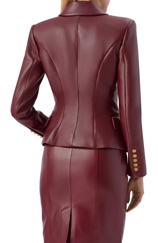 Кожаный жакет Balmain FF0SG187/LC62 Бордовый  FF0SG187/LC62 Фото 4