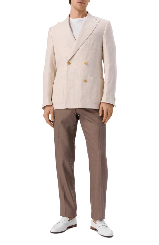 Пиджак изо льна и шерсти Corneliani 25X009-2518258 Кремовый  25X009-2518258 Фото 3