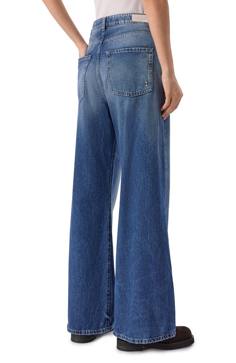 Женские джинсы debby ICON DENIM LA синего цвета, арт. DEBBY/ID8460 | Фото 4 (Длина (брюки, джинсы): Стандартные; Материал внешний: Хлопок, Деним; Кросс-КТ: Деним; Силуэт Ж (брюки и джинсы): Широкие; Детали: Делаве; Стили: Кэжуэл; Автоматизация ТО: Проставлено; Автоматизация состава: Проставлено)