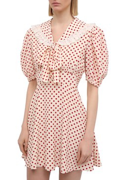 Женское шелковое платье MIU MIU разноцветного цвета, арт. MF4133-1YQI-F059I | Фото 3 (Материал внешний: Шелк; Длина Ж (юбки, платья, шорты): Мини; Женское Кросс-КТ: Платье-одежда; Случай: Повседневный; Стили: Ретро; Рукава: Короткие; Материал сплава: Проставлено; Драгоценные камни: Проставлено)