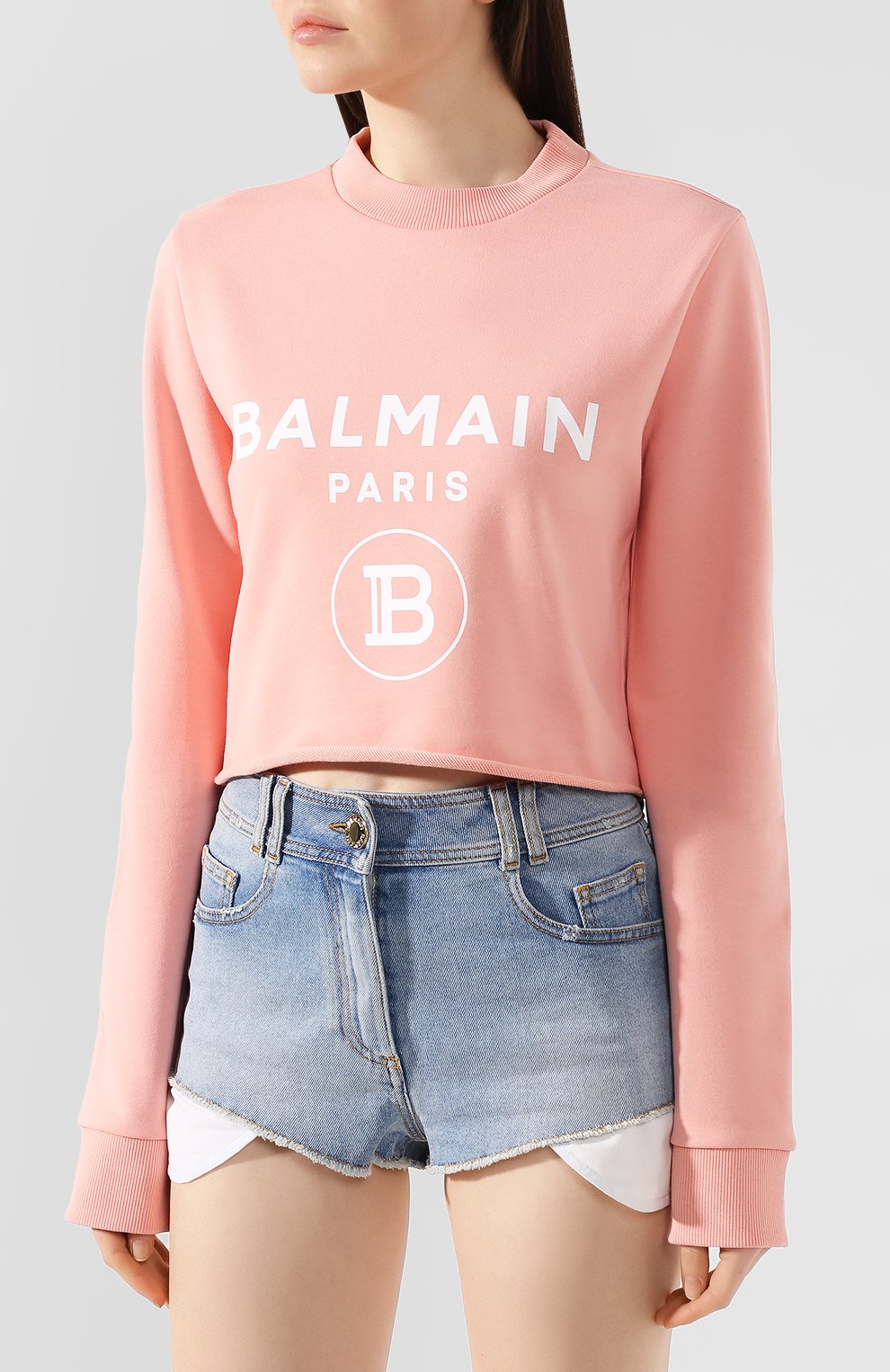 Хлопковый пуловер BALMAIN розового цвета по цене 42050 руб., арт. TF13641/I384, фото 3 Хлопковый пуловер BALMAIN, арт. TF13641/I384, фото 3