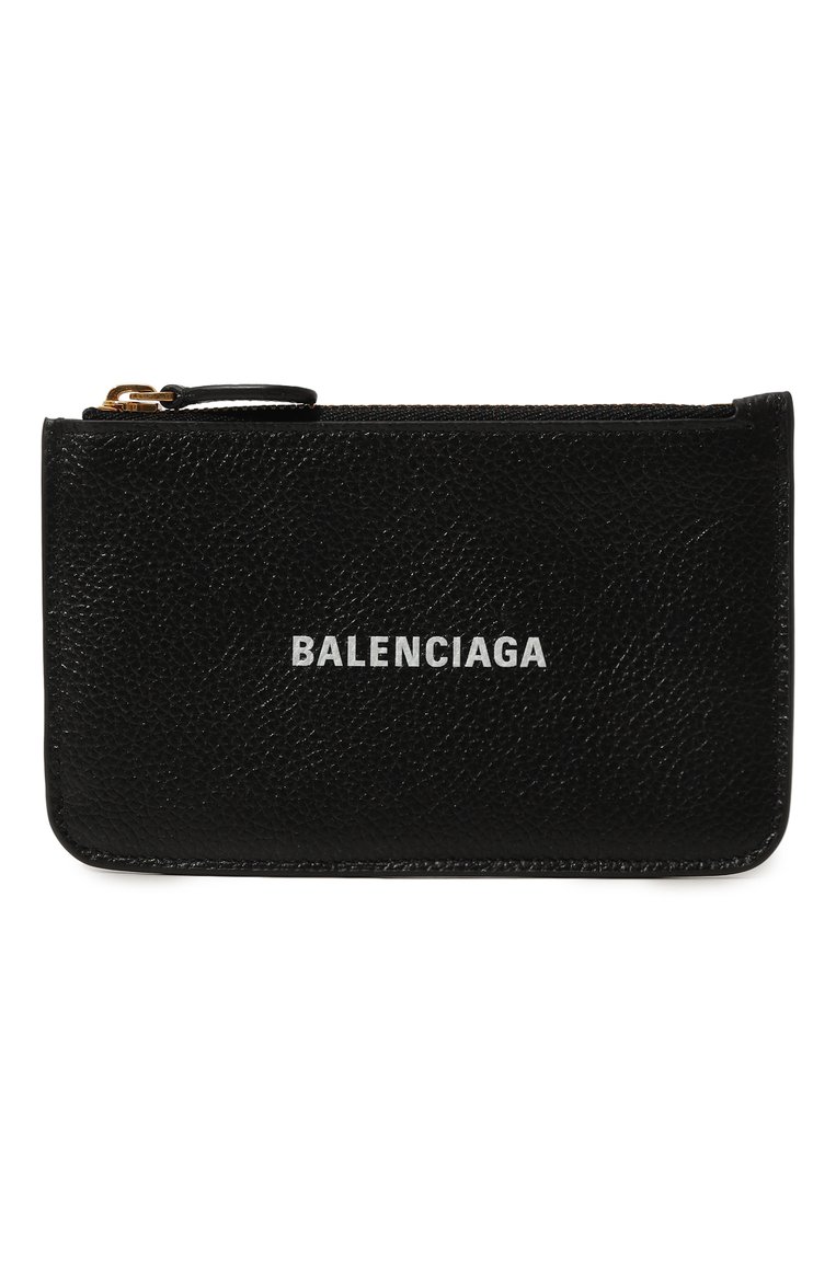 Женский кожаный футляр для кредитных карт BALENCIAGA черного цвета, арт. 637130 1IZIM | Фото 1 (Материал: Натуральная кожа; Нос: Не проставлено)