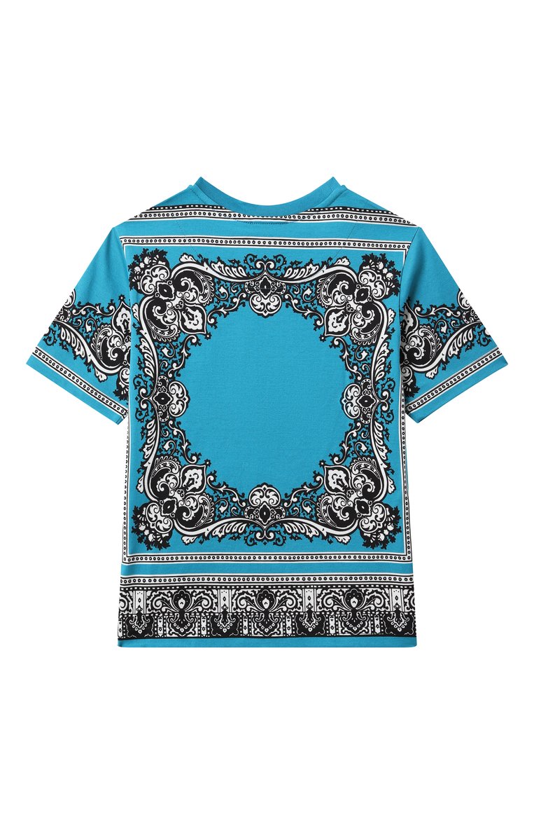 Детская хлопковая футболка DOLCE & GABBANA голубого цвета, арт. L4JTHU/II7GC/2-6 | Фото 2 (Рукава: Короткие; Драгоценные камни: Проставлено; Материал сплава: Проставлено; Мальчики Кросс-КТ: Футболка-одежда; Материал внешний: Хлопок; Ростовка одежда: 5 лет | 110 см, 4 года | 104 см, 6 лет | 116 см, 3 года | 98 см, 2 года | 92 см)