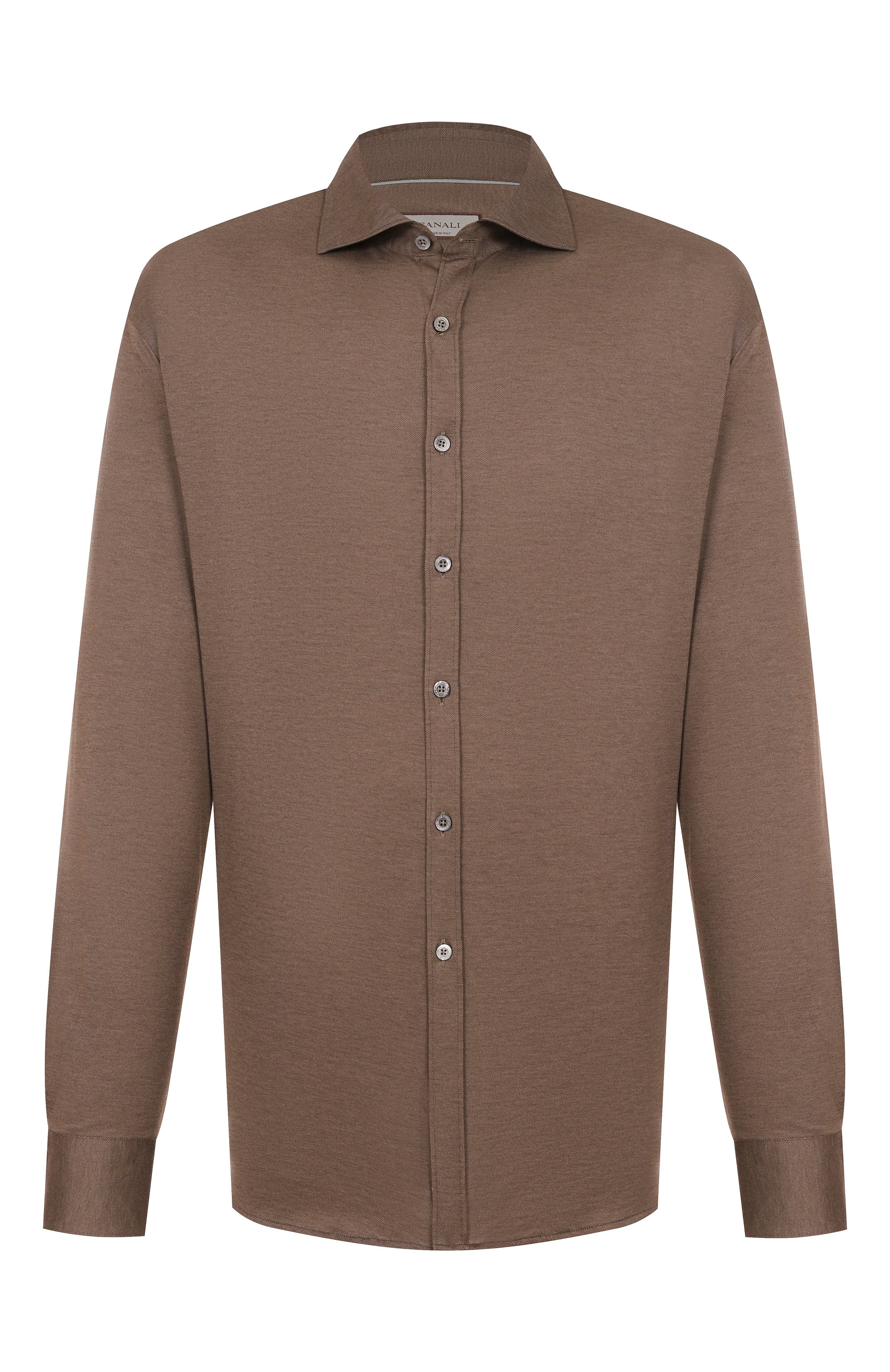 Рубашка из хлопка и лиоцелла CANALI коричневого цвета по цене 38200 руб., арт. CSL70B1/GN03485, фото 1 Рубашка из хлопка и лиоцелла CANALI, арт. CSL70B1/GN03485, фото 1