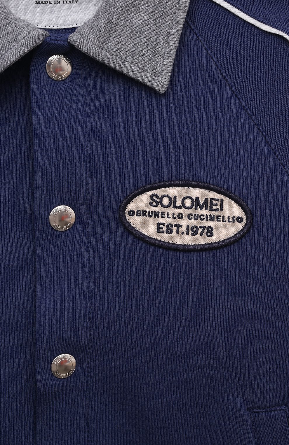 Хлопковый бомбер BRUNELLO CUCINELLI синего цвета по цене 58950 руб., арт. B0T35E149B, фото 3 Хлопковый бомбер BRUNELLO CUCINELLI, арт. B0T35E149B, фото 3