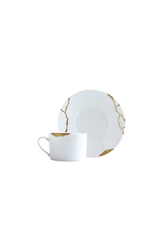 Чайная чашка с блюдцем kintsugi BERNARDAUD золотого цвета, арт. 1095/91 | Фото 1 (Региональные ограничения белый список (Axapta Mercury): Не проставлено; Нос: Не проставлено; Коллекция: Kintsugi; Ограничения доставки: fragile-2)
