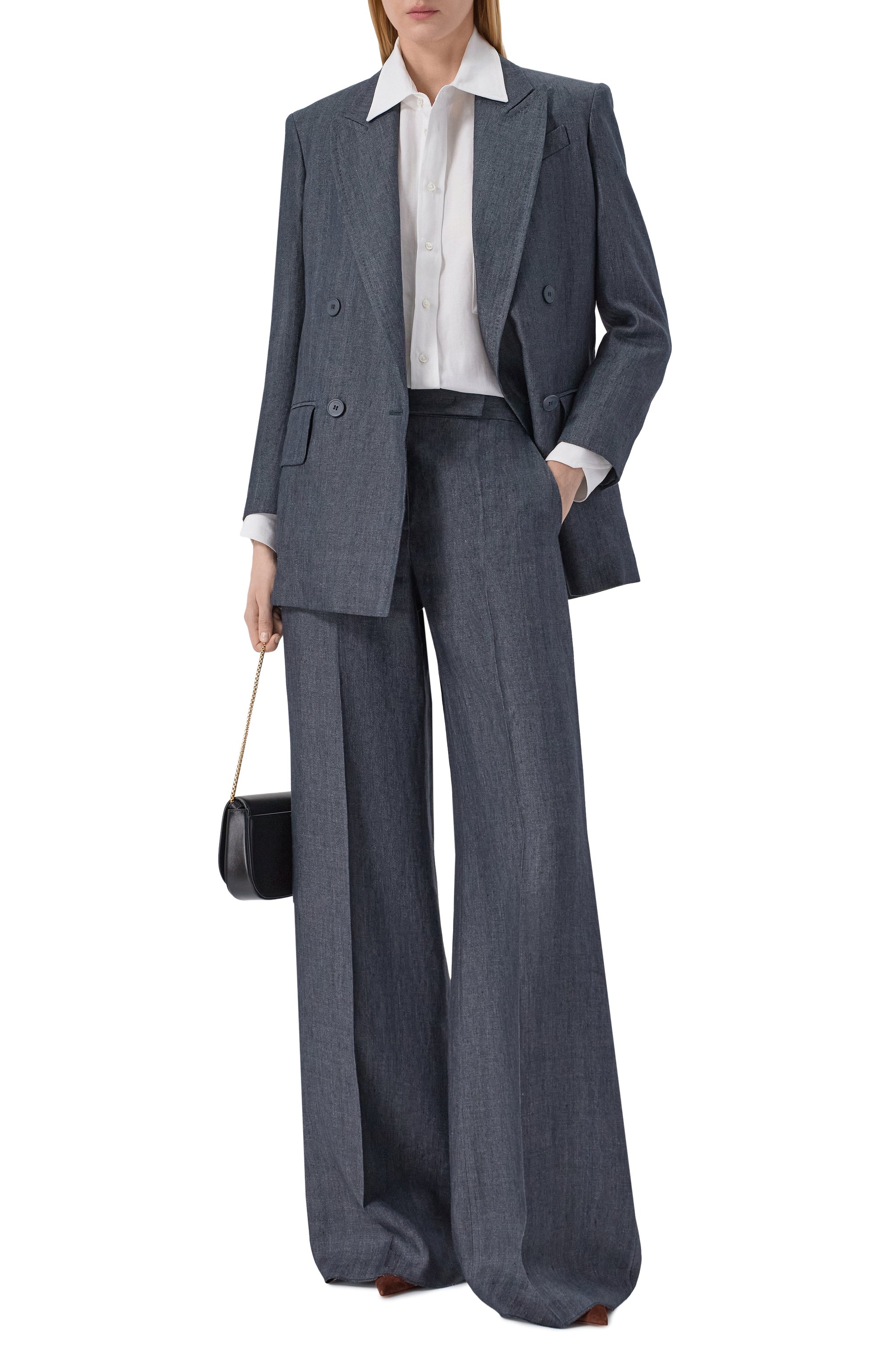 Льняные брюки MAX MARA серого цвета по цене 57200 руб., арт. MXMDESERT0, фото 2 Льняные брюки MAX MARA, арт. MXMDESERT0, фото 2