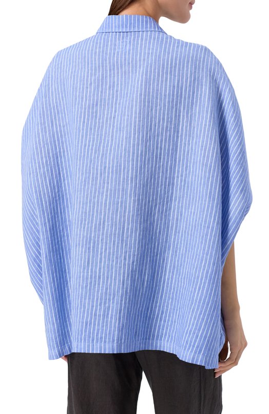 Льняная рубашка 120% Lino 33ALIW1PLA/000G470_001 Голубой  33ALIW1PLA/000G470_001 Фото 4