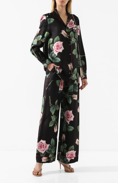 Шелковые брюки DOLCE & GABBANA черного цвета по цене 156500 руб., арт. FTAMPT/HS190, фото 2 Шелковые брюки DOLCE & GABBANA, арт. FTAMPT/HS190, фото 2