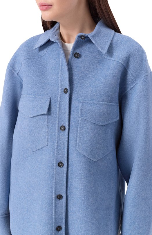 Шерстяная рубашка Sportmax PALPITI Голубой  PALPITI Фото 5