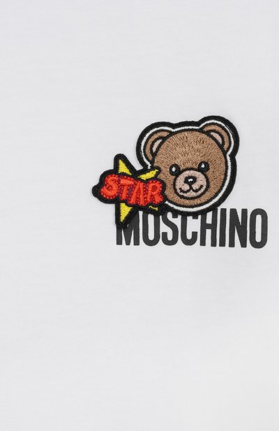 Хлопковая футболка MOSCHINO белого цвета по цене 10850 руб., арт. HTM058/LAA24, фото 3 Хлопковая футболка MOSCHINO, арт. HTM058/LAA24, фото 3