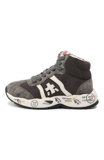 Высокие кроссовки из кожи PREMIATA WILL BE серого цвета по цене 27900 руб., арт. ARTHUR-M/11-181493-M/CHILD, фото 2 Высокие кроссовки из кожи PREMIATA WILL BE, арт. ARTHUR-M/11-181493-M/CHILD, фото 2