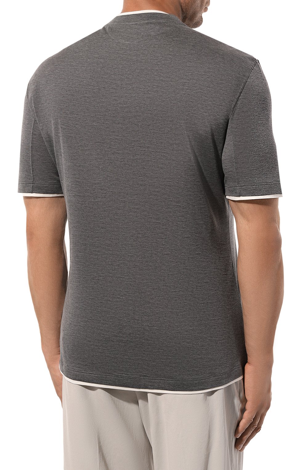 Футболка из шелка и хлопка BRUNELLO CUCINELLI, арт. MH8367427, фото 4