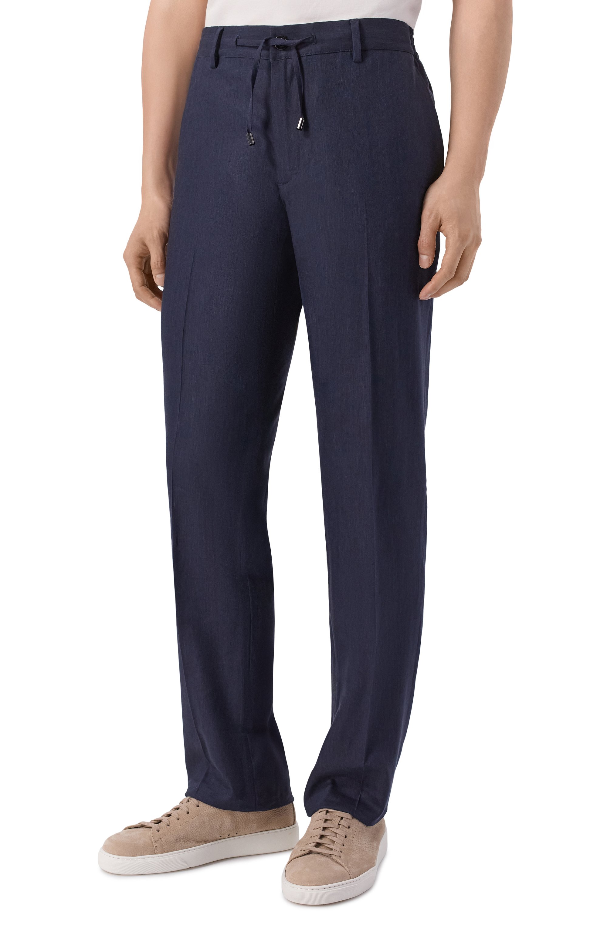 Брюки изо льна и шерсти STEFANO RICCI темно-синего цвета по цене 124000 руб., арт. M1T610002H/WL003L, фото 3 Брюки изо льна и шерсти STEFANO RICCI, арт. M1T610002H/WL003L, фото 3