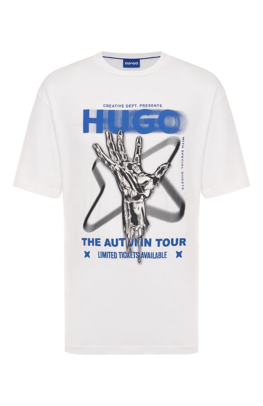 Хлопковая футболка HUGO Blue 50543494 Белый 50543494