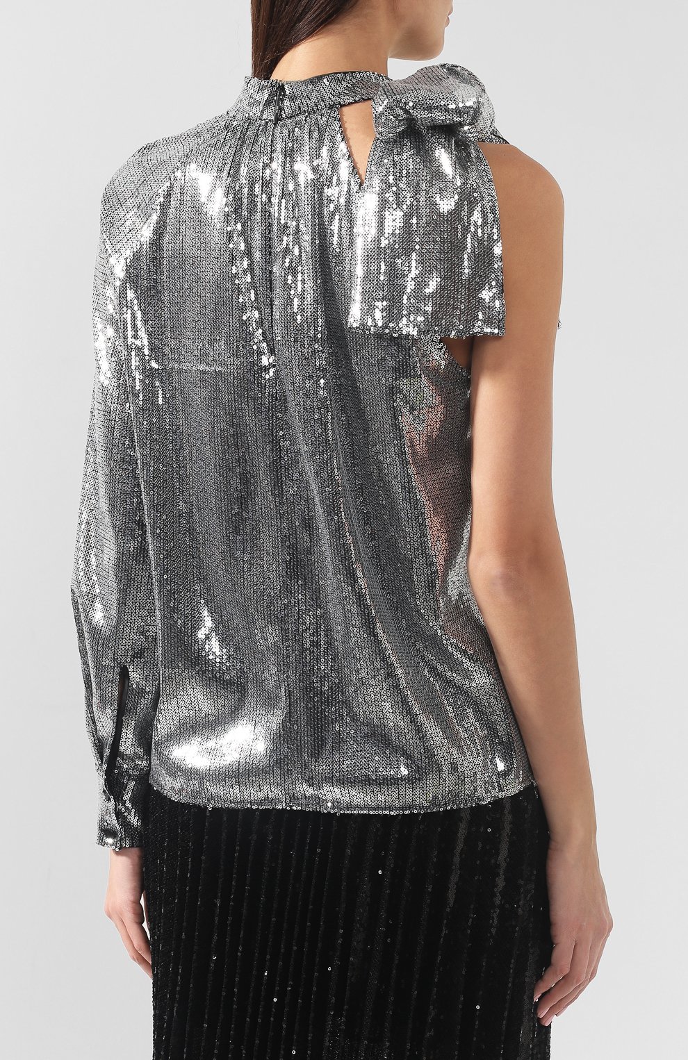 Блузка с пайетками MSGM серебряного цвета по цене 72000 руб., арт. 2643MDM20 195138, фото 4 Блузка с пайетками MSGM, арт. 2643MDM20 195138, фото 4