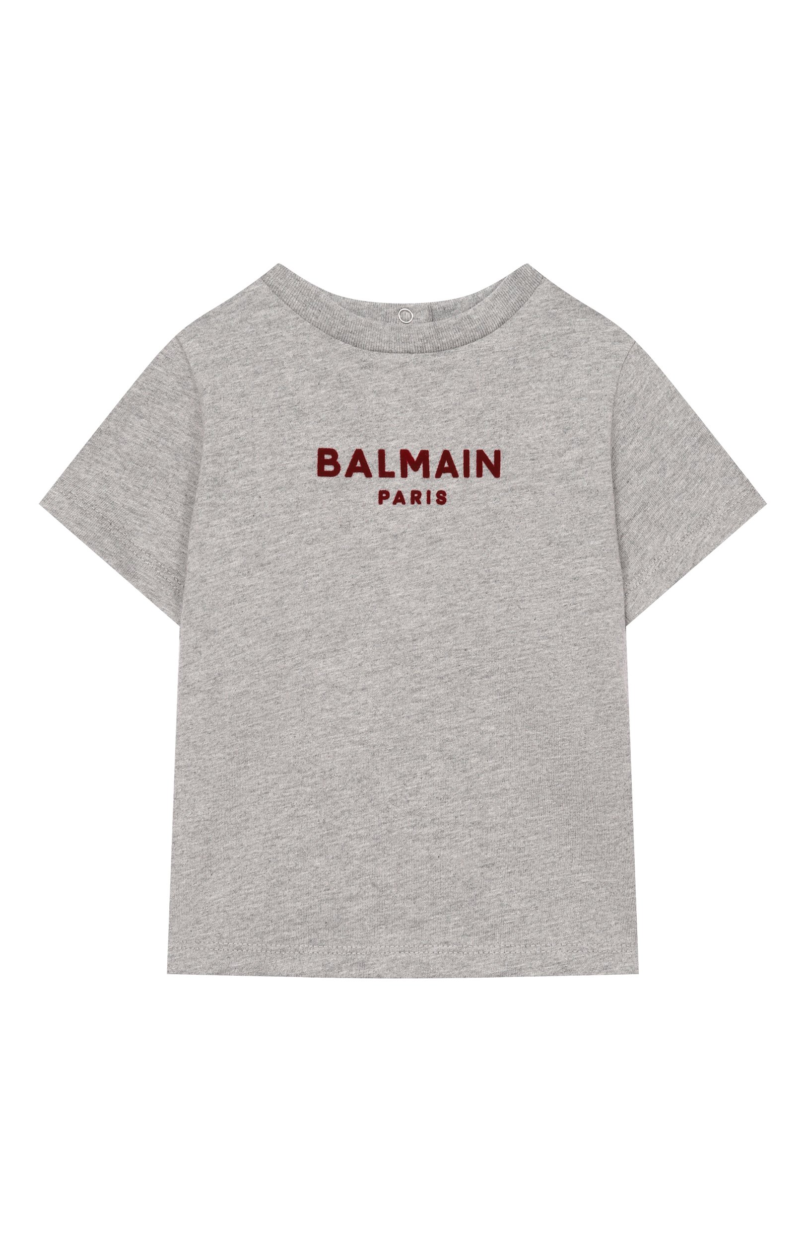 Хлопковая футболка BALMAIN серого цвета по цене 13550 руб., арт. BZ8341, фото 1 Хлопковая футболка BALMAIN, арт. BZ8341, фото 1