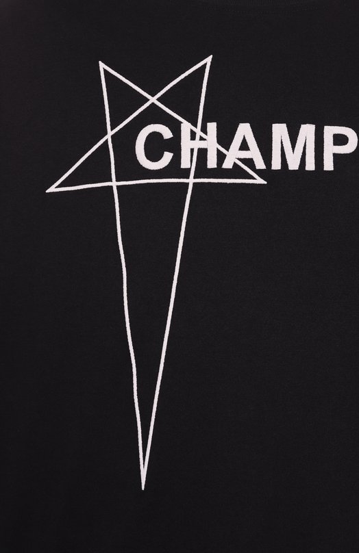 Хлопковая футболка Rick Owens x Champion Rick Owens CM01E1677/CHJG Чёрный  CM01E1677/CHJG Фото 6