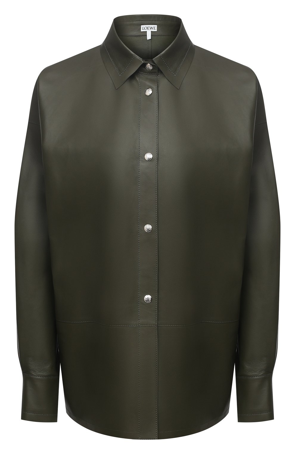 Кожаная рубашка LOEWE хаки цвета по цене 250500 руб., арт. S359337XBW, фото 1 Кожаная рубашка LOEWE, арт. S359337XBW, фото 1