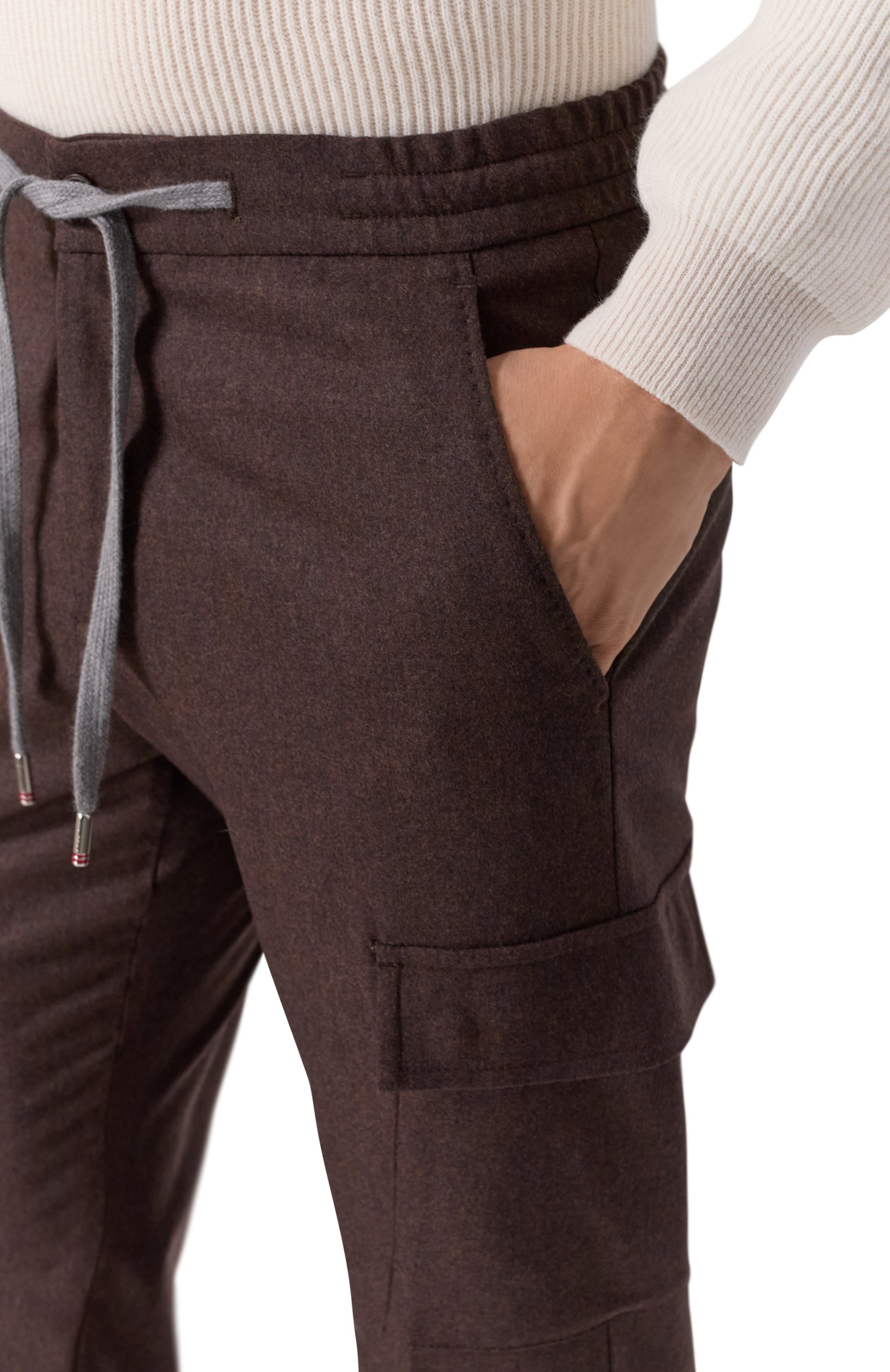 Брюки-карго из шерсти и кашемира MARCO PESCAROLO темно-коричневого цвета по цене 76900 руб., арт. T0R/5229, фото 5 Брюки-карго из шерсти и кашемира MARCO PESCAROLO, арт. T0R/5229, фото 5