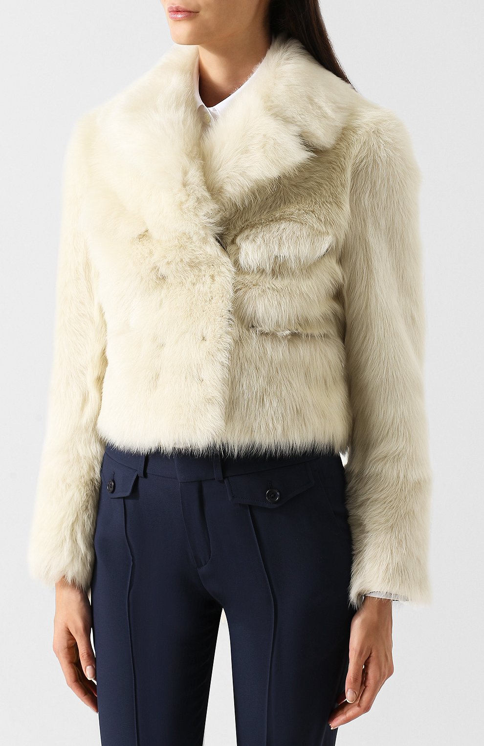 Укороченная шуба с кожаной отделкой CHLOÉ, арт. CHC18ACV06211, фото 3