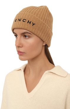 Женская шапка из шерсти и кашемира GIVENCHY бежевого цвета, арт. GVCAPP/U7729 | Фото 2 (Нос: Не проставлено; Материал: Кашемир, Шерсть, Текстиль; Материал сплава: Проставлено)